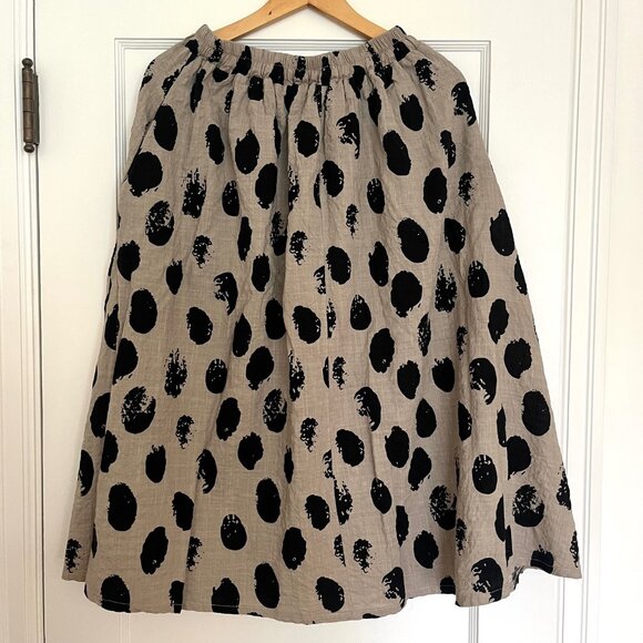 Abstract Polka Dot Linen Midi Skirt | Size Small - Picture 5 of 7